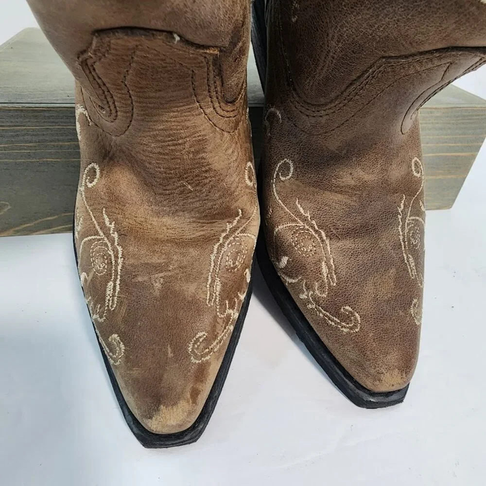 Smoky Mountain Jolene Waxed Distressed Western‎ Boots Girls Size 2R